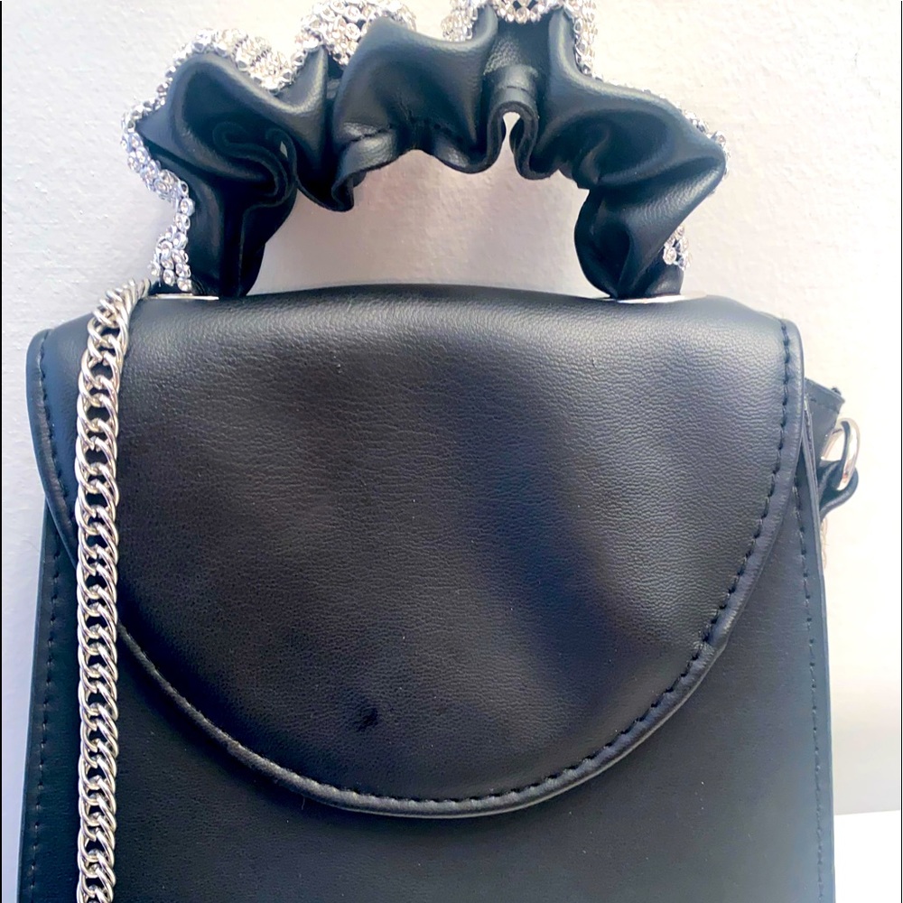 Black and silver  rhinestone mini bag